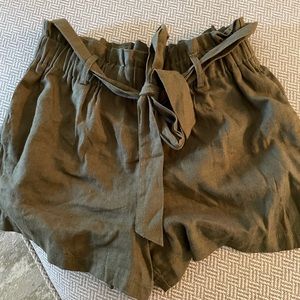 Linen Olive Shorts